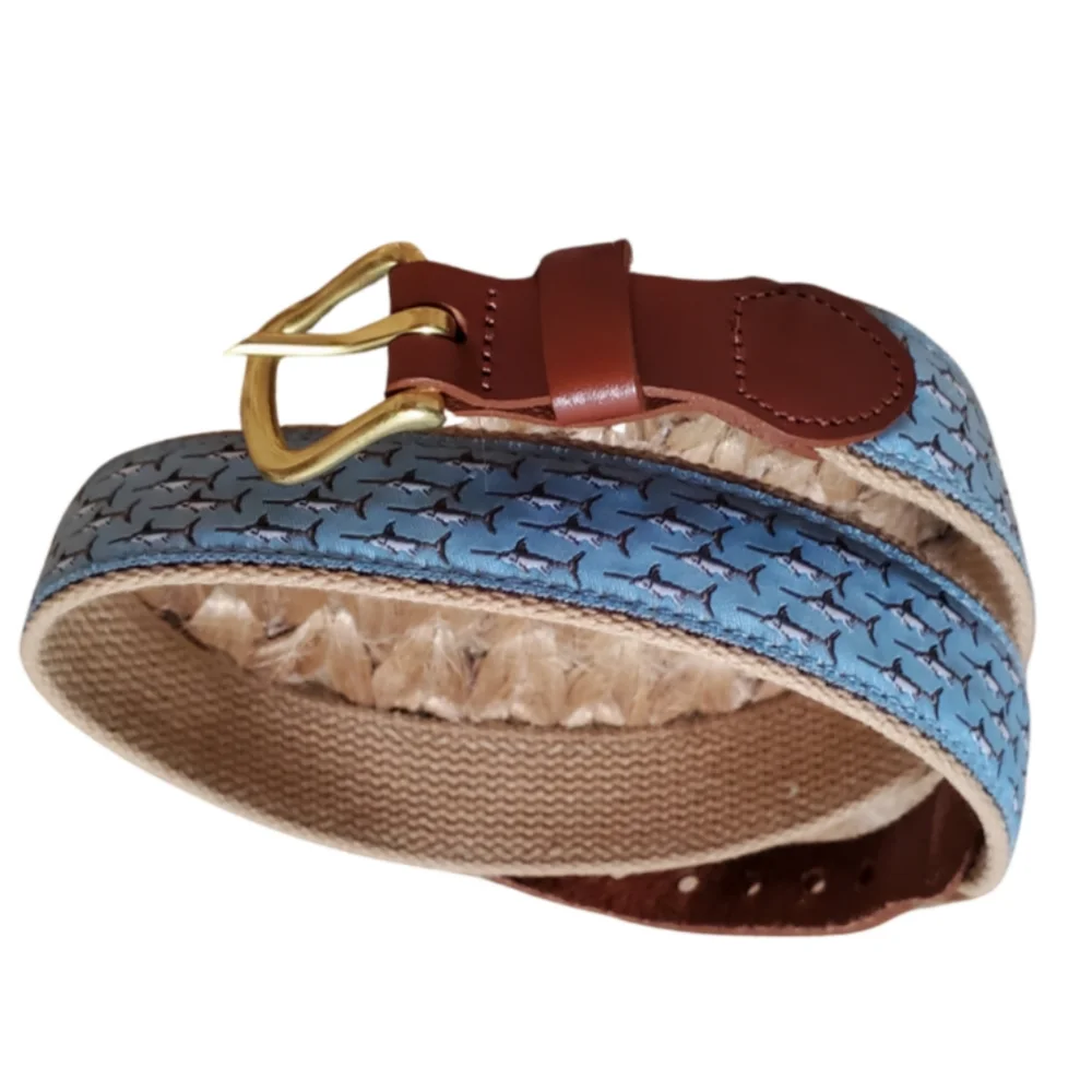 Leather Man Ltd. Canvas Belt Swordfish Novelty Print Fishing Outdoor Size 26